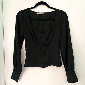 Abercrombie Long-Sleeve Button-Through V-Neck Top Size XS